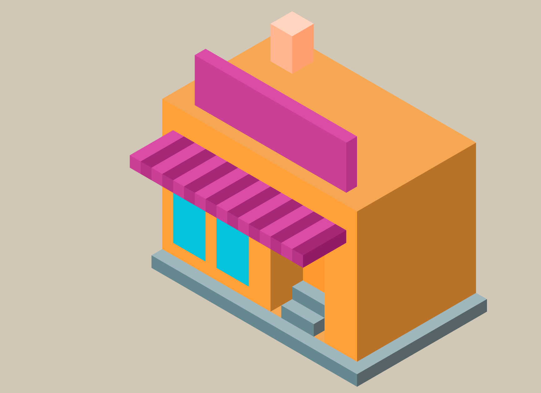 illustration of a house in isometric view